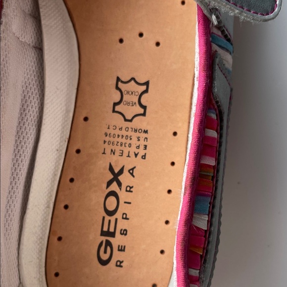 NWOT Geox Striped Silver and Pink Sneakers Size 9.5 - Picture 4 of 10